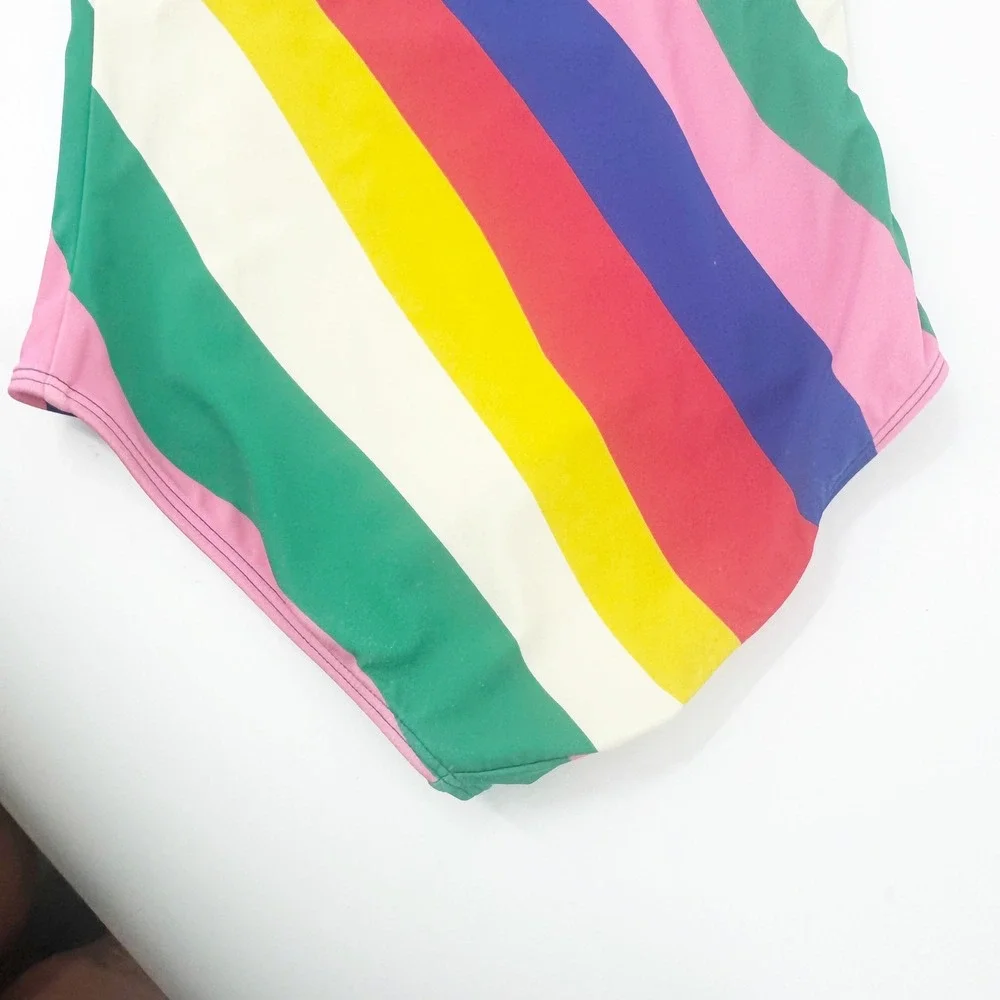 Mini Boden Girls Rainbow Diagonal Stripe One Piece Swimsuit 9-10Y 140cm